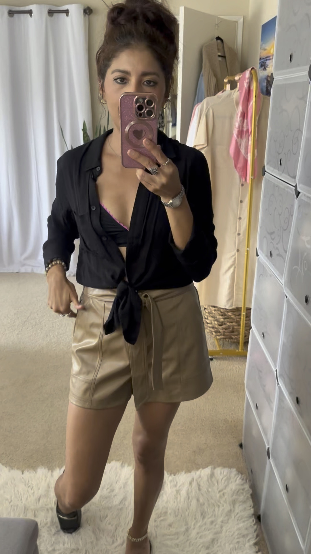 My new @parade bralette & underwear set is a must-have! Get yours at Walmart and pair it with a button-down shirt tied in the front for a chic look. Obsessed with my leather shorts and styling them with mule shoes or booties. Perfect for a day out or a cozy night in. 🤍

parade bralette, parade underwear, parade x walmart, leather shorts, button-down shirt outfit, bralette style, mule shoes, booties outfit, comfy lingerie, versatile bralette, fall fashion, casual chic outfit, leather shorts look, stylish lingerie, affordable fashion finds.

#LTKOver40 #LTKStyleTip #LTKVideo