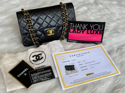 CHANEL Vintage Double Flap Classic Flap Small Black Lambskin 24k Gold HW | eBay US