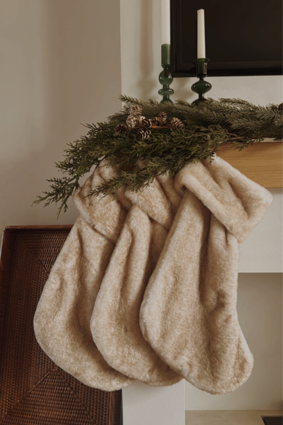 Christmas Decor
Christmas Stockings
Faux fur stockings 
Christmas Garland
Greenery 
Candles 



#LTKSeasonal #LTKhome #LTKHoliday