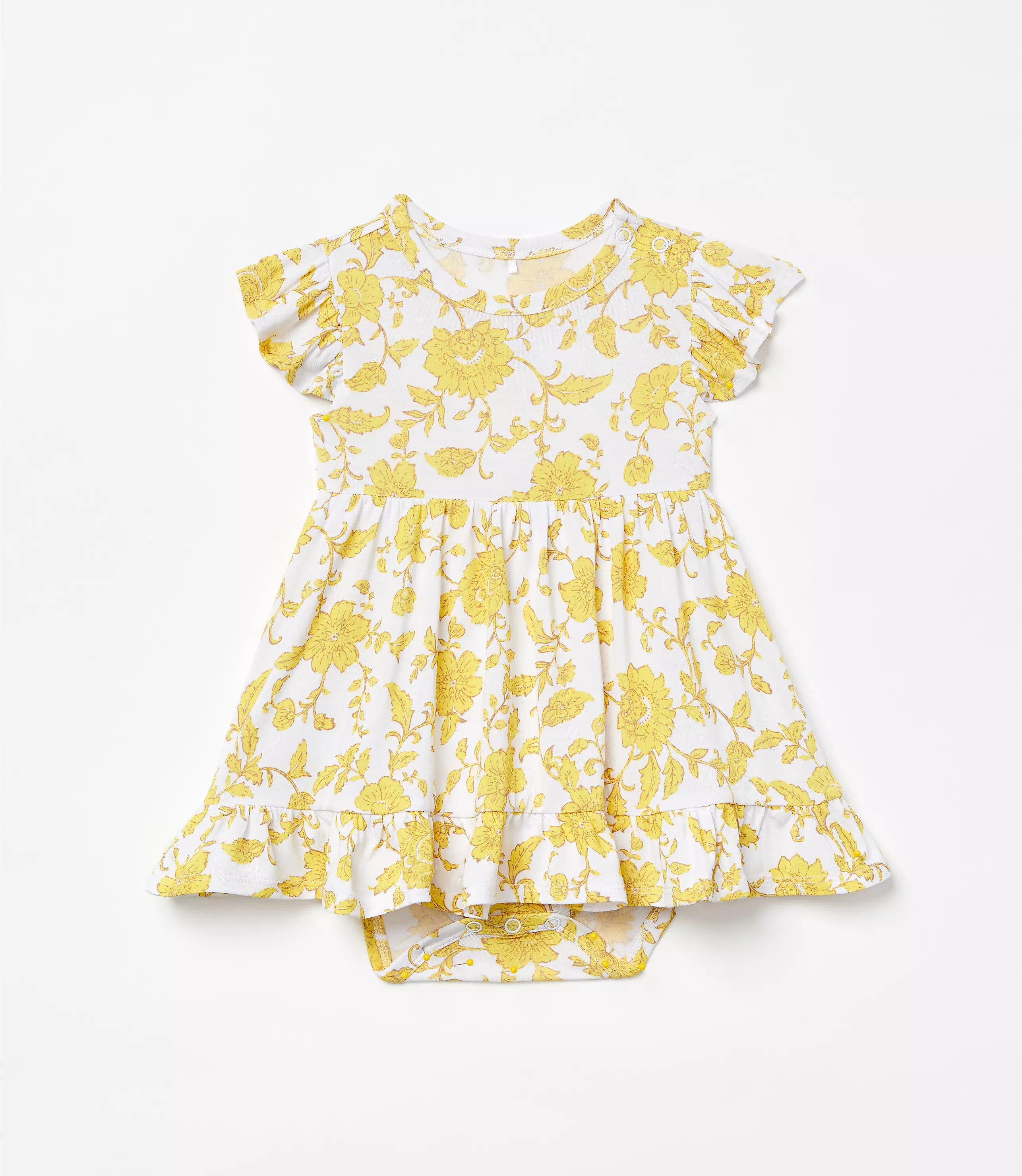 Posh Peanut X LOFT Floral Cap Sleeve Ruffled Twirl Bodysuit Dress | LOFT