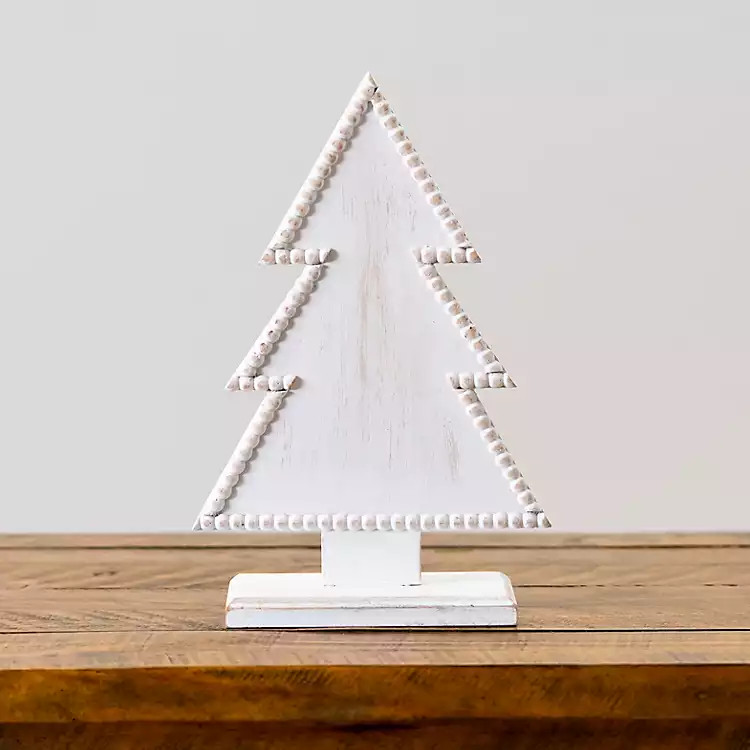New!White Wooden Beaded Christmas Tree | Kirkland's Home