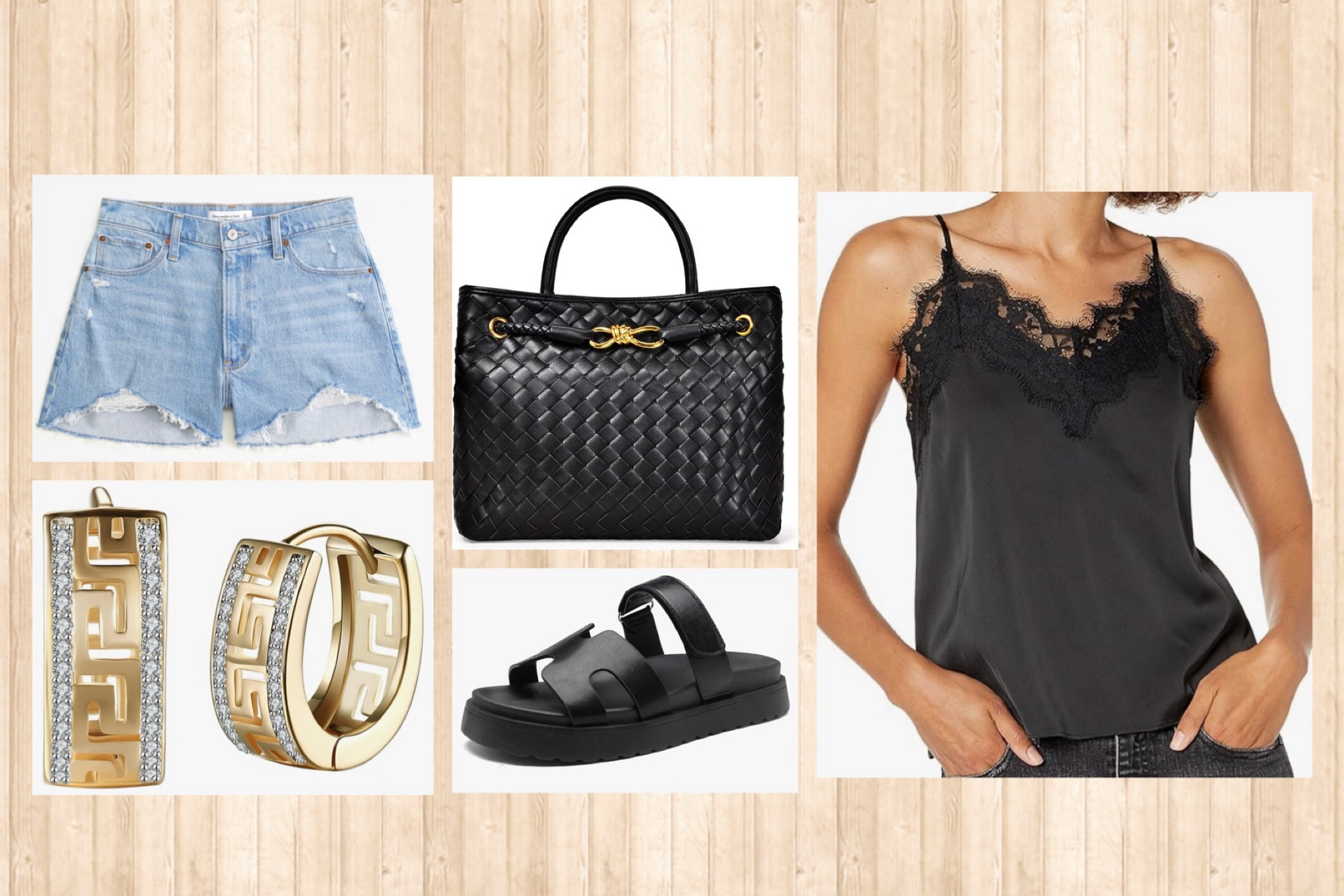 Casual everyday outfit #shorts #denim #cami #top #earrings #sandals #bag #purse #amazon 

#LTKFindsUnder50