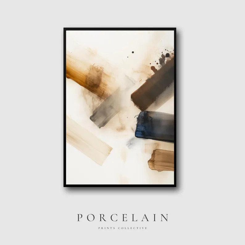 Abstract Neutral Brushstroke Wall Art | Earth Tone Digital Download Painting, Minimalist Modern P... | Etsy (US)