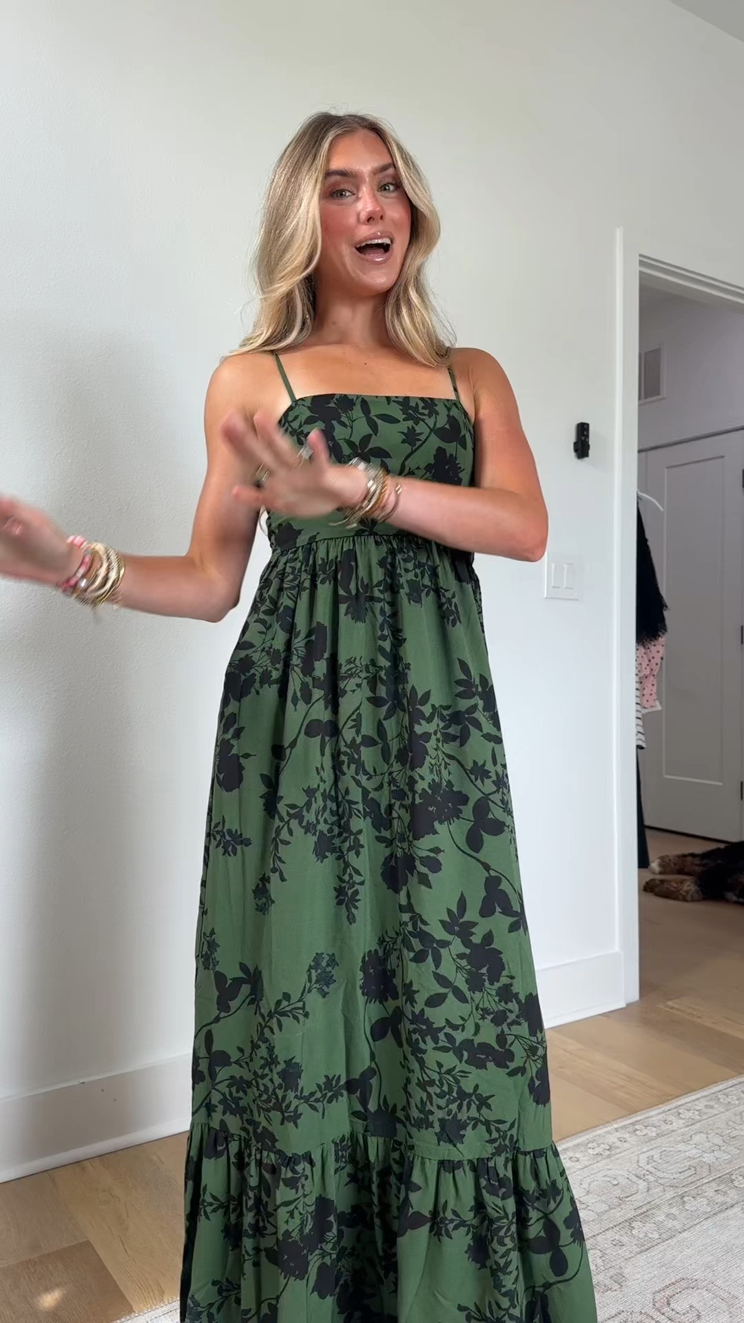 Baltic born code SLOANE15. Wearing size xs. The Rowan Tank Maxi Dress in Deep Olive combines an effortless silhouette with romantic floral detailing for versatile day-to-night styling. Crafted from lightweight chiffon, this maxi dress features adjustable straps, a smocked back, and a flowing tiered skirt that moves beautifully with every step.

#LTKootd #LTKWedding #LTKSaleAlert