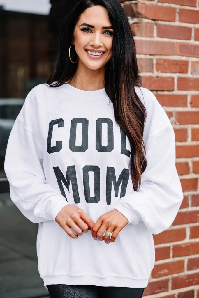Cool Mom White Corded Graphic Sweatshirt | The Mint Julep Boutique
