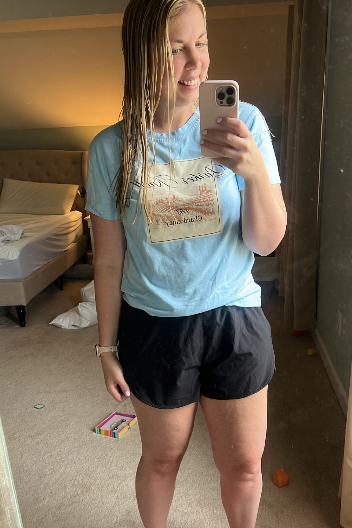 summer mom uniform option 1 😆

parent trap winery tee size medium (wash before you wear it and it's perfect)

my go to favorite athletic shorts- size M. I wore the same size postpartum all summer last year. The thick waistband sucks you in just enough without being too tight.  

#LTKFindsUnder50 #LTKMidsize #LTKSeasonal