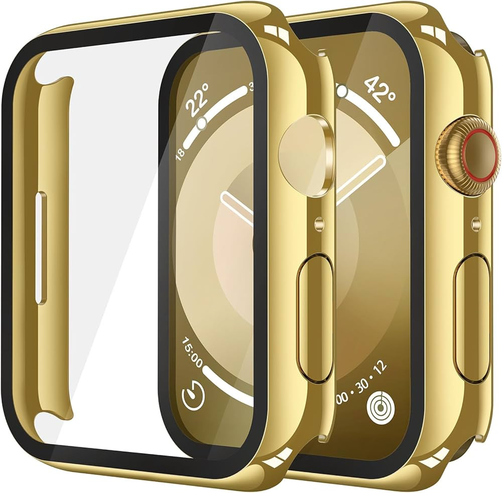 Misxi 2 Pack Tempered Glass Case Compatible for Apple Watch Series 9 Series 8 Series 7 45mm, Hard... | Amazon (US)