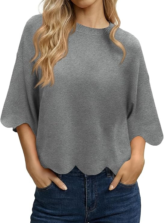 Tankaneo Womens Half Sleeve Sweater Summer Casual Oversized Cropped Sweaters Lightweight Crewneck... | Amazon (US)
