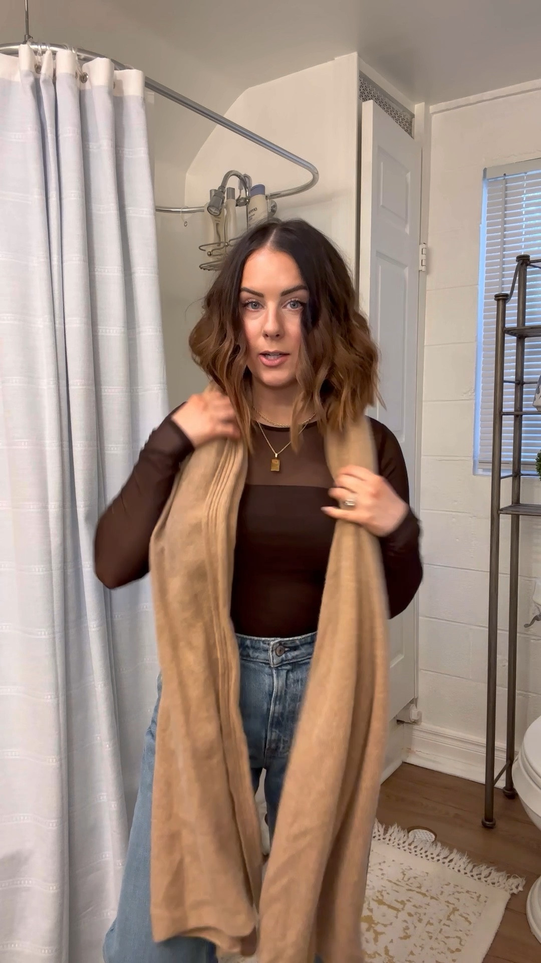 casual neutral outfit + how to dress down a mesh top! All on sale - my coat is over 50% off and now under $100! Medium (petite jacket), 28s jeans, boots tts 

#loungewear #casualoutfit #winteroutfit

#LTKsalealert #LTKunder100 #LTKSeasonal