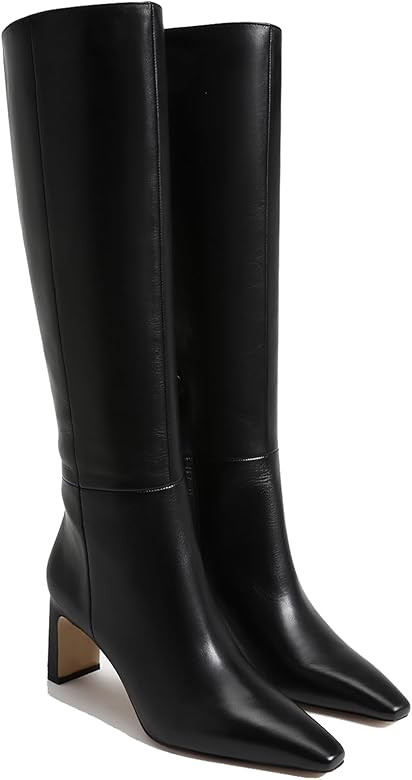 Knee High Boots for Women Square Toe Chunky Heeled Wide Calf Boots with Side Zipper Fall Dress El... | Amazon (US)