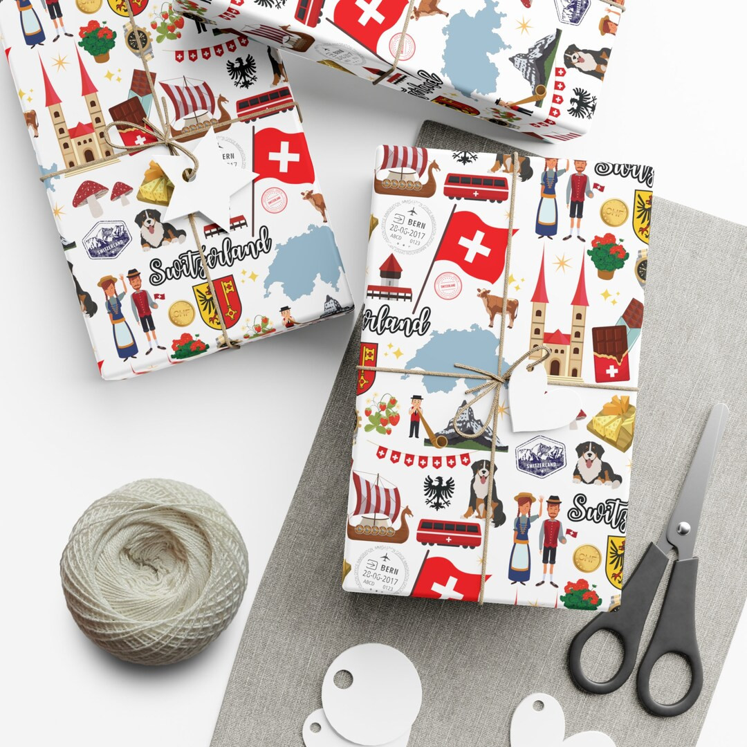 Switzerland Wrapping Paper Roll and Sheets Swiss Birthday Party Supplies and Decor Switzerland Gi... | Etsy (US)