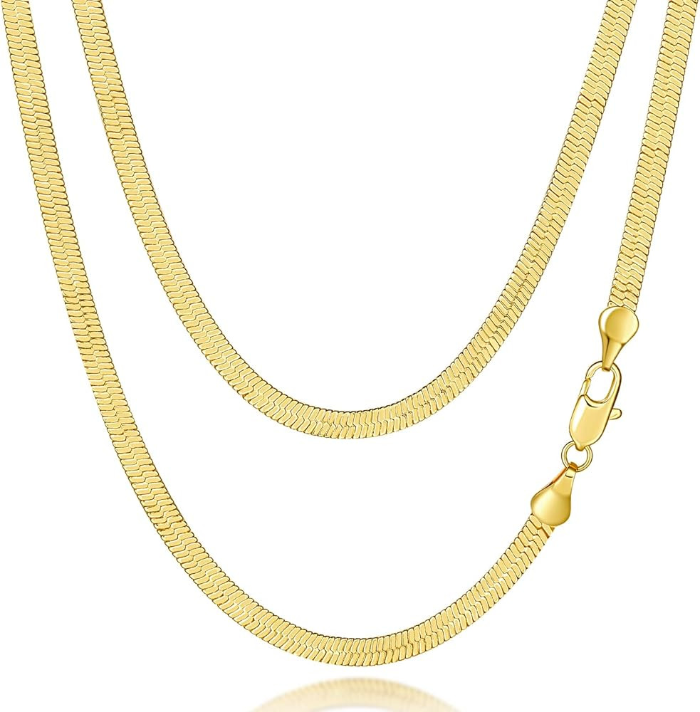 3.5mm Gold Necklaces 14K Gold Chain Necklace Woman Mens Chain 14K Gold Necklace for Women Non Tar... | Amazon (US)
