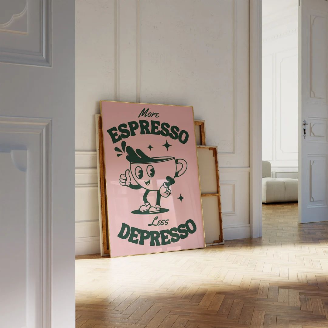More Espresso Less Depresso Poster Funny Kitchen Coffee Wall Gallery A0 A1 A2 A3 A4 A5 Print Gift... | Etsy (CAD)