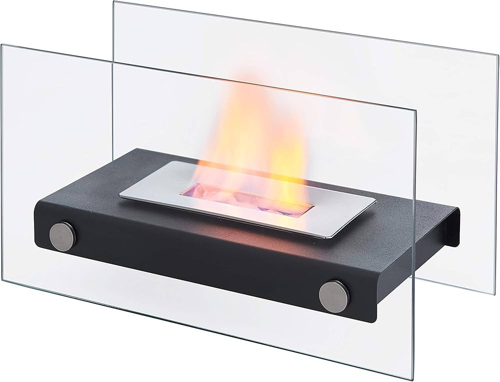Danya B. Rectangular Tabletop Smokeless Fireplace with Clear Glass Panels, Indoor/Outdoor Use, Ve... | Amazon (US)