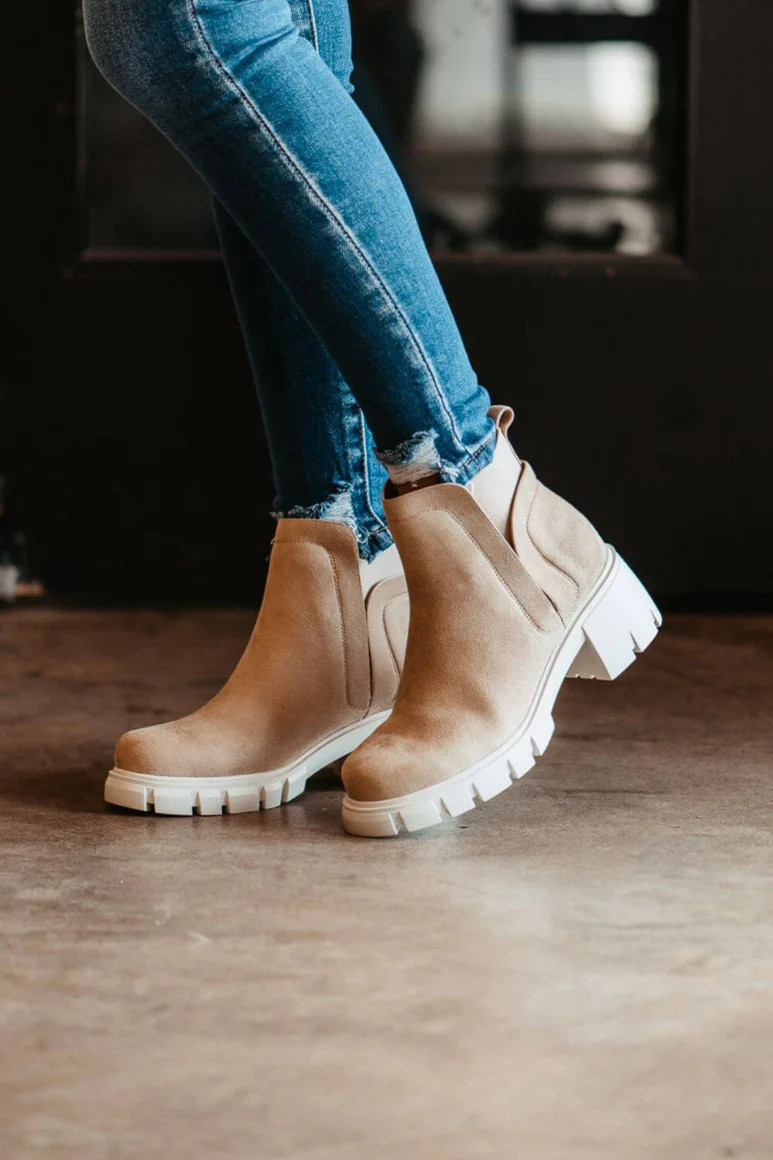 Soda Shoes Rita Lug Booties for Women in Brown | Glik's