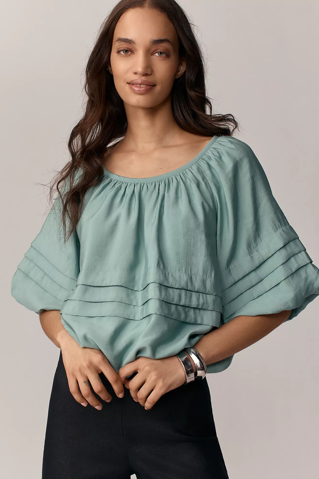 Maeve Short-Sleeve Bubble Tiered Top | Anthropologie (US)