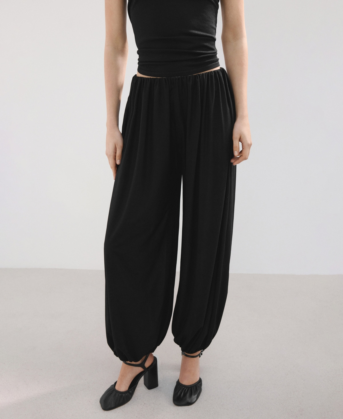 Mango Women's Mid-Rise Baggy Pants - Black | Macy's