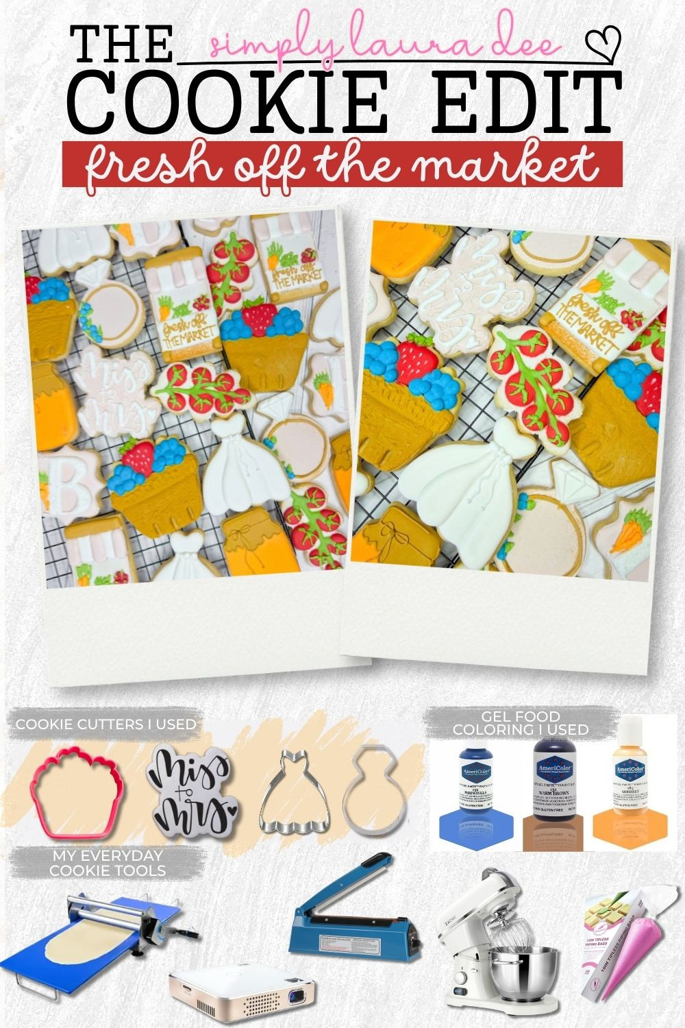Fresh off the market 💍🍓 This bridal shower cookie set is full of farmers market details, berries, tomatoes, florals and “Miss to Mrs” touches. Sharing the cookie cutters, AmeriColor gel colors and everyday decorating tools I used to create this custom royal icing set.

#BridalShowerCookies #FarmersMarketBridalShower #FreshOffTheMarket #RoyalIcingCookies #CookieDecorating #CustomCookies #MissToMrs #CookieDecoratingSupplies #AmeriColor #LTKBaking 

 #LTKmomlife #LTKfoodie #LTKOver40