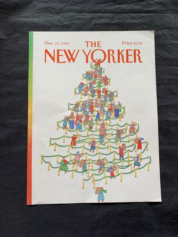 Vintage December 1985 The New Yorker cover art Christmas shopping tree maze illustration Lonni Su... | Etsy (US)