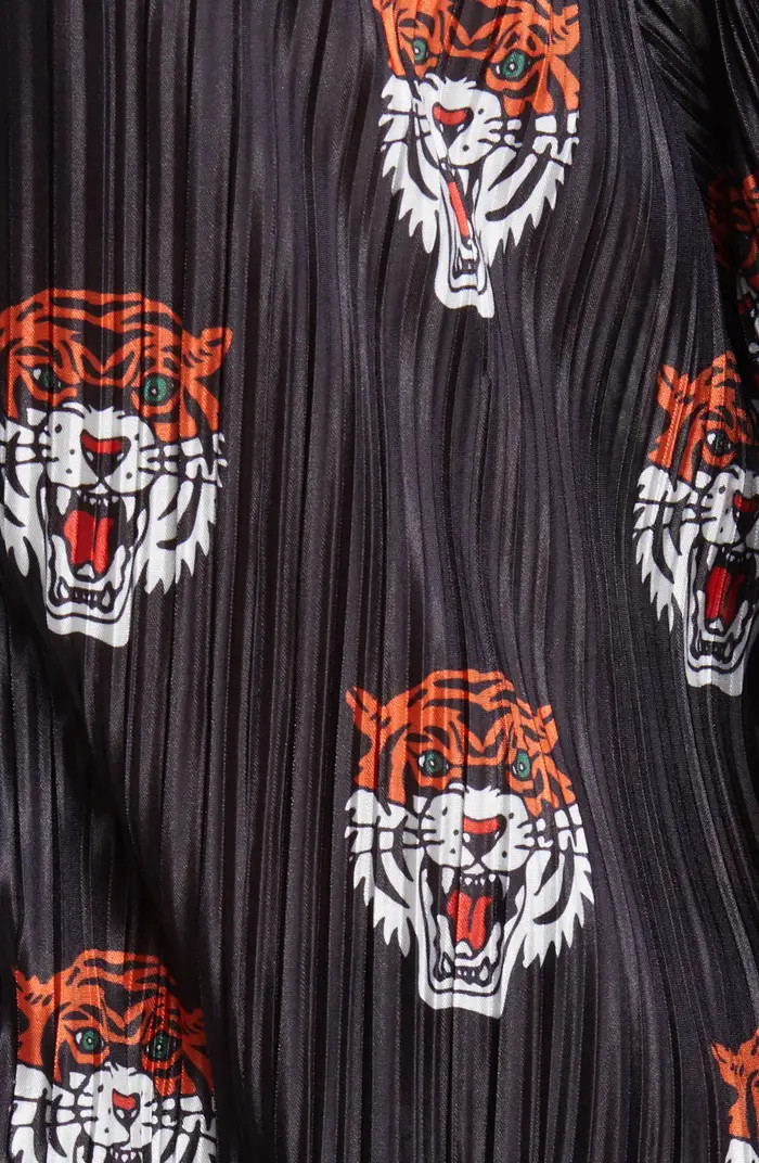 Tiger Long Sleeve Plissé Top & High Waist Pants Set | Nordstrom