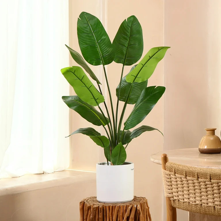 DR.Planzen Artificial Bird of Paradise Plant, 3FT Tall Fake Plants, Fake Tree of 14 Leaves for In... | Walmart (US)