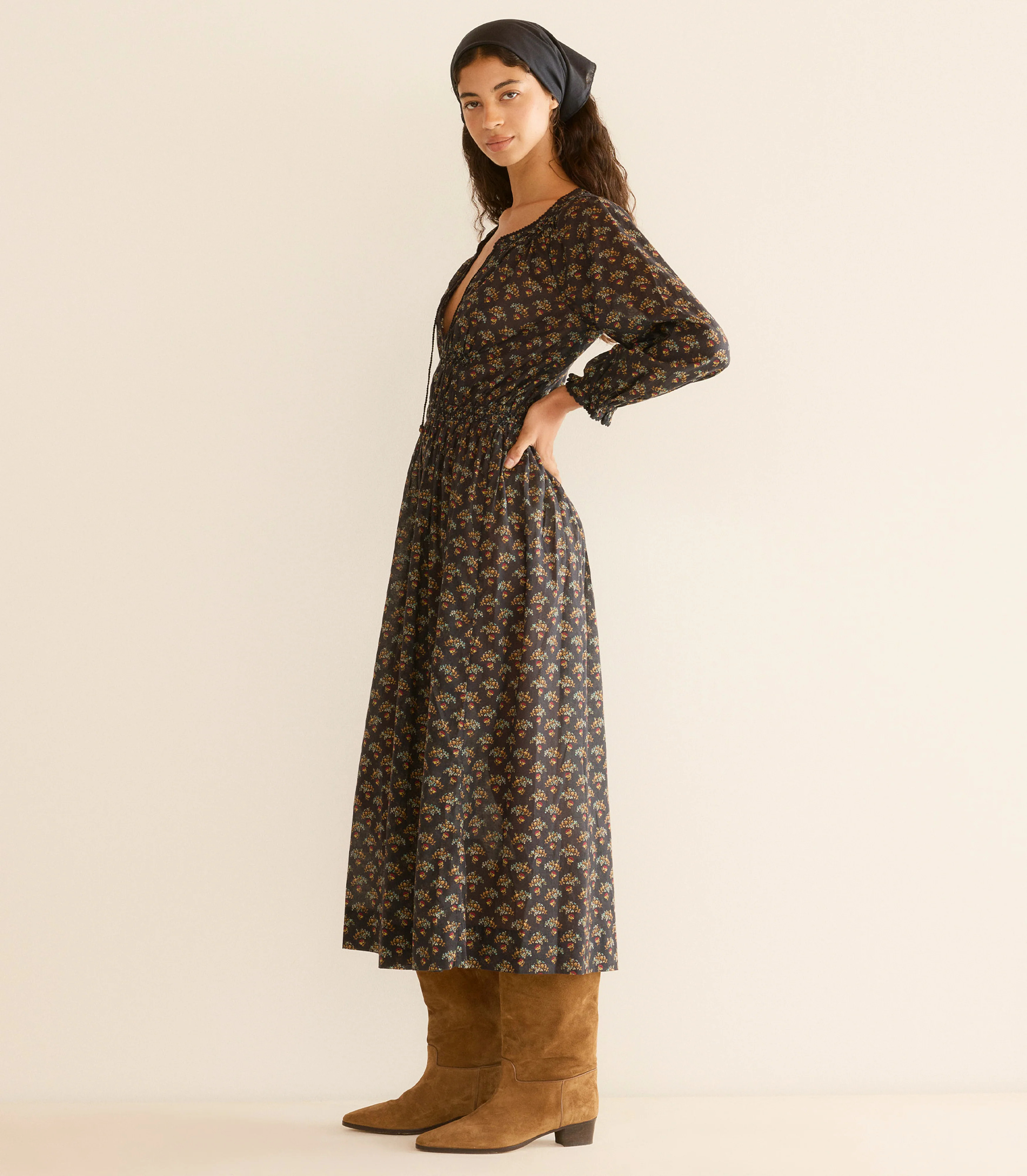 Delfina Dress - Delphinium Floral | DÔEN | DOEN