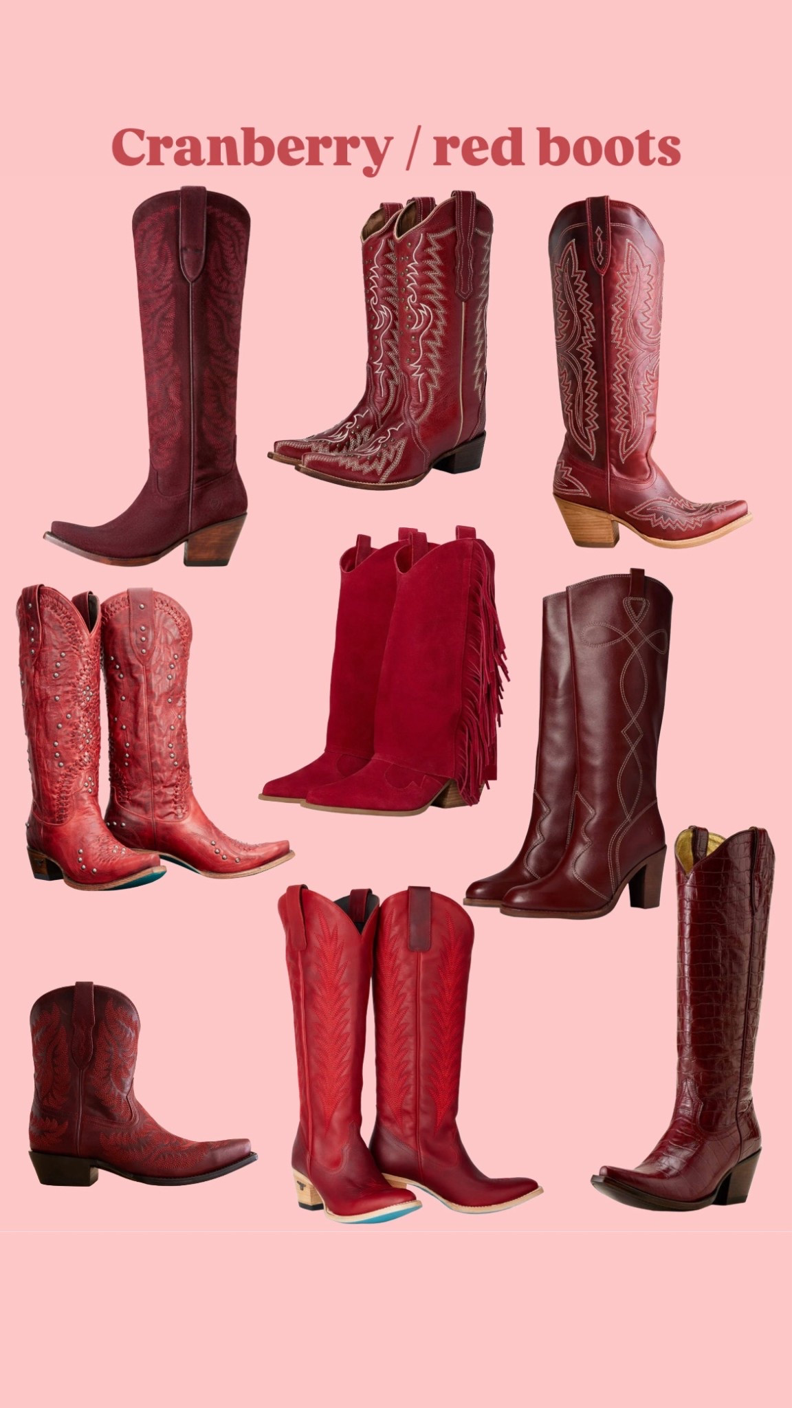 Red m, burgundy, cranberry western fashion boots! All are stunning!

#LTKStyleTip #LTKHoliday #LTKShoeCrush