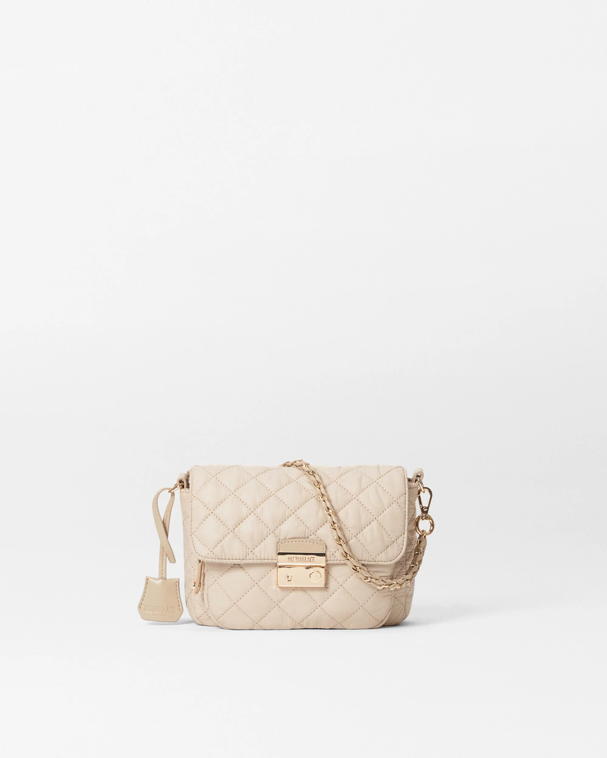 MZ Wallace Buff Ivory Small Crosby Lock Crossbody Bag - Luxury Quilted Crossbody Bag| MZ Wallace | MZ Wallace