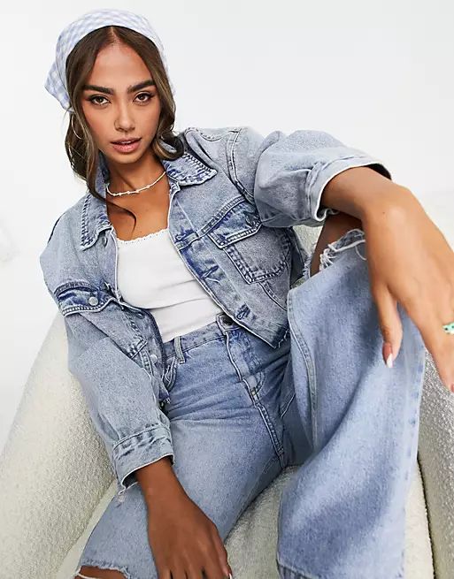 DTT cropped oversized denim jacket | ASOS (Global)