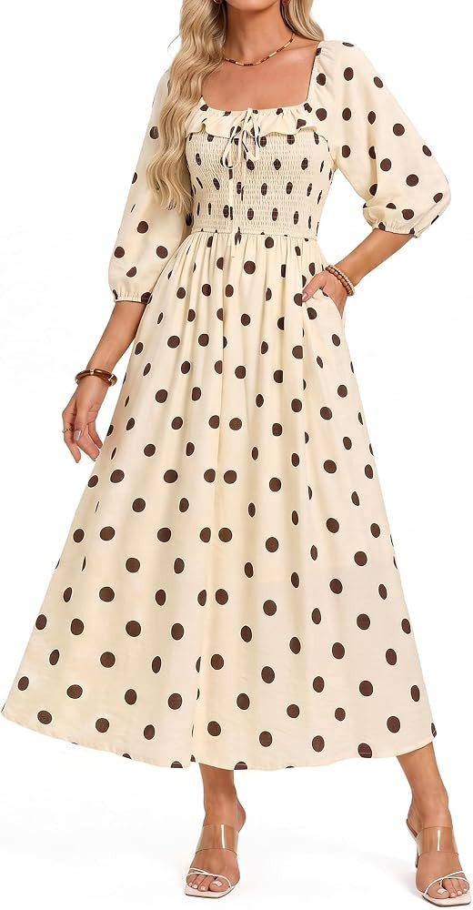 Kate Kasin Womens Summer Fall Boho Maxi Wedding Guest Dresses with Pockets | Amazon (US)