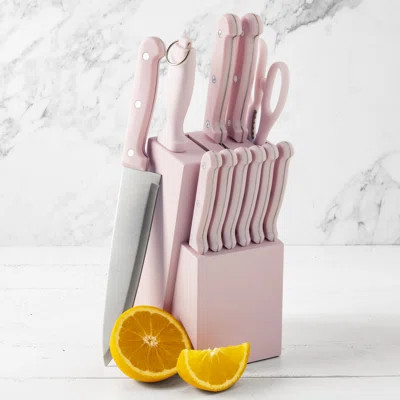 Basic Essentials 12-Piece Stainless Steel Kitchen Knife Set With Wood Block | Wayfair North America