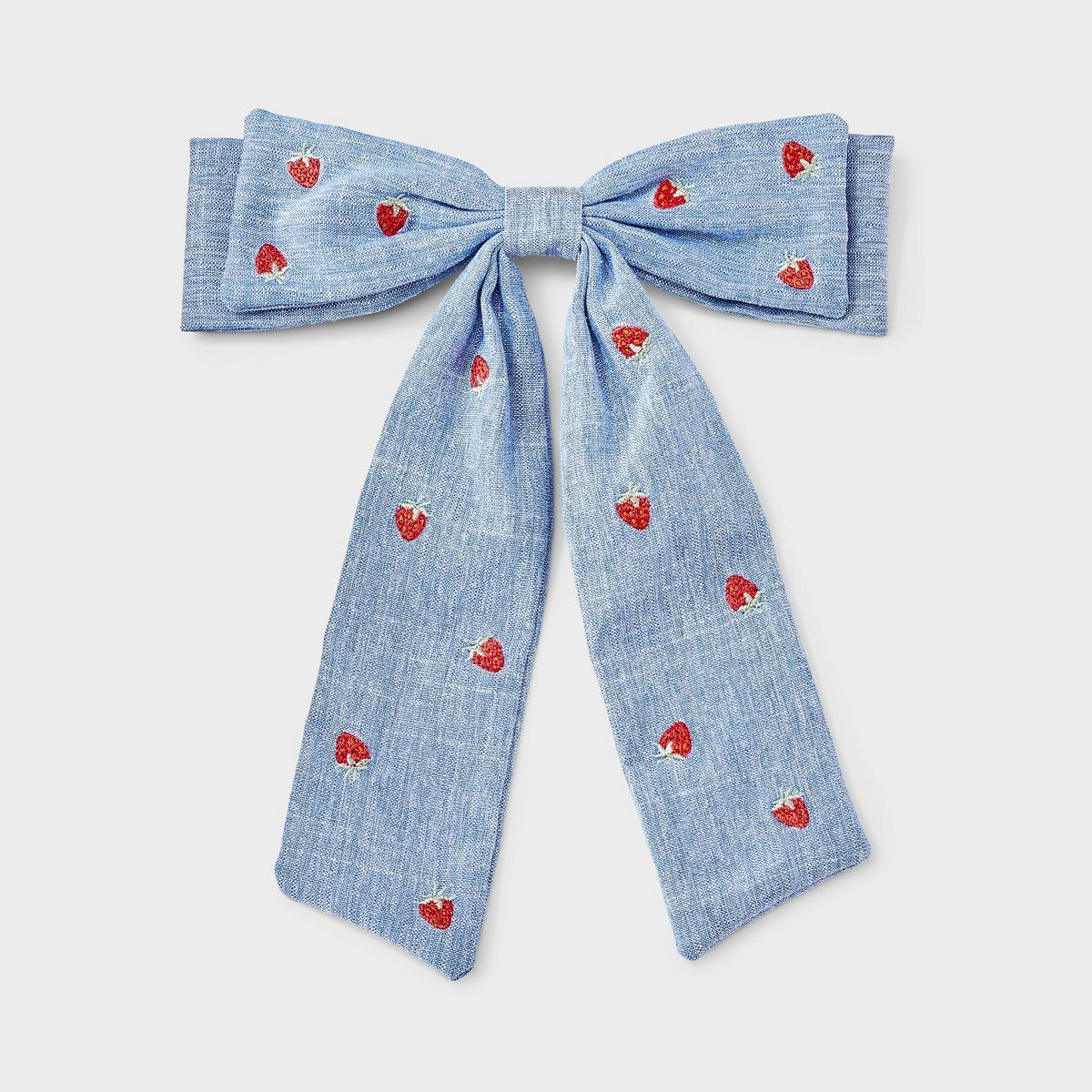 Girls' Chambray Bow with Embroidered Strawberries - Cat & Jack™ Blue | Target