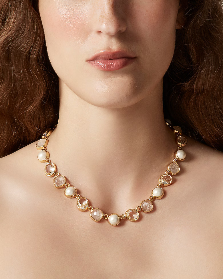 Pearl and stone station necklace | J. Crew US