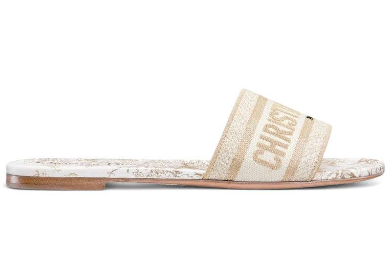 Dior Dway Slide Embroidered (Women's) Sneakers in White/Gold | StockX