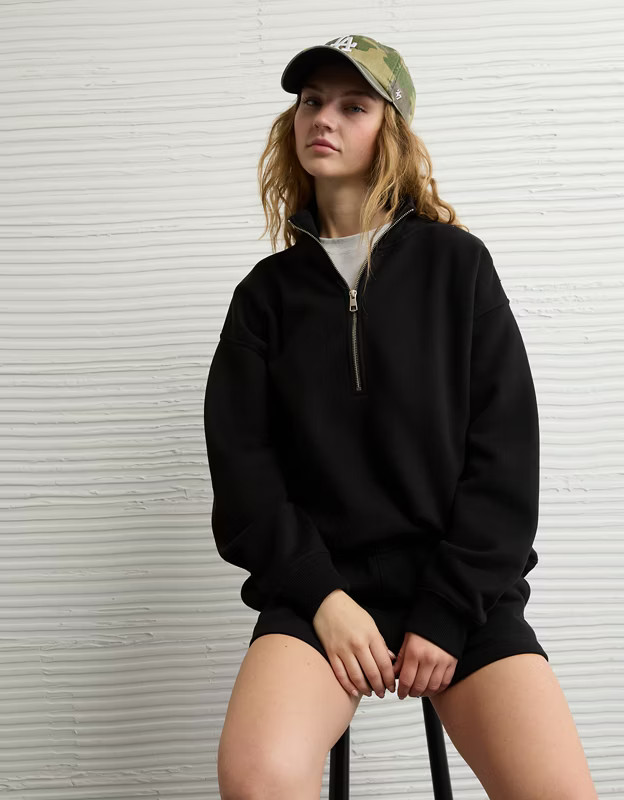 AE Everyday Luxe Quarter-Zip Sweatshirt | American Eagle Outfitters (US & CA)