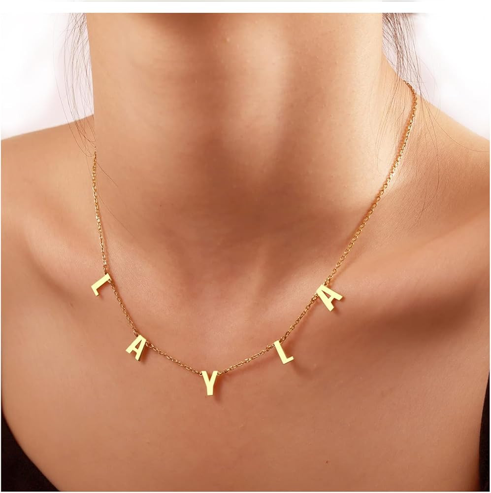 Custom Name Necklace Personalized, 18K Gold Plated Initial Choker Name Necklace Dainty Customize ... | Amazon (US)
