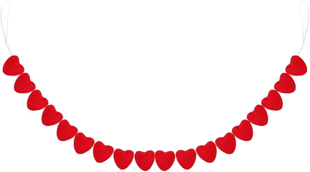 Breling Valentine's Day Felt Heart Garland Banner 5.25 Feet Long String of Hearts Garland 18 Hand... | Amazon (US)