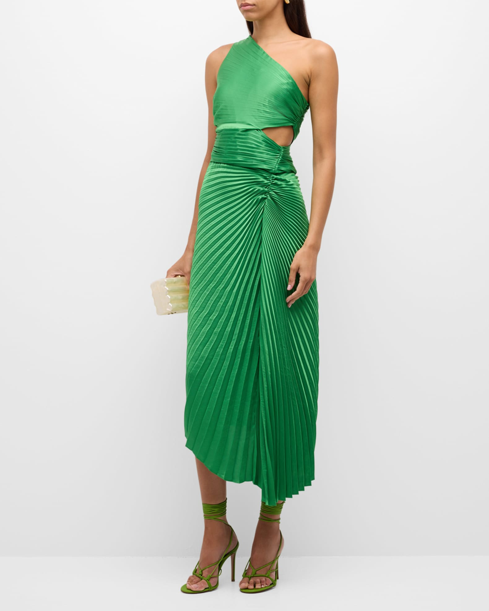 Dahlia Pleated One-Shoulder Maxi Dress | Neiman Marcus