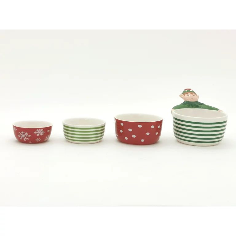 Holiday Time Red and Green Elf Measuring Cups, Stoneware Ceramic | Walmart (US)