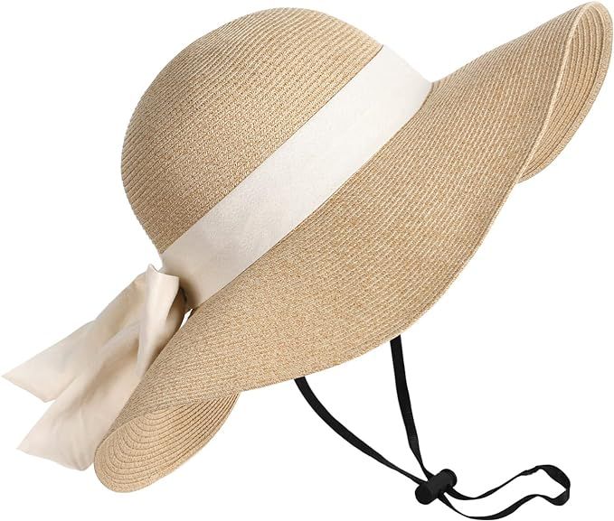 FURTALK Wide Brim Womens Sun Hat Straw Beach UV Protection Hats Summer Caps UPF50+ | Amazon (US)