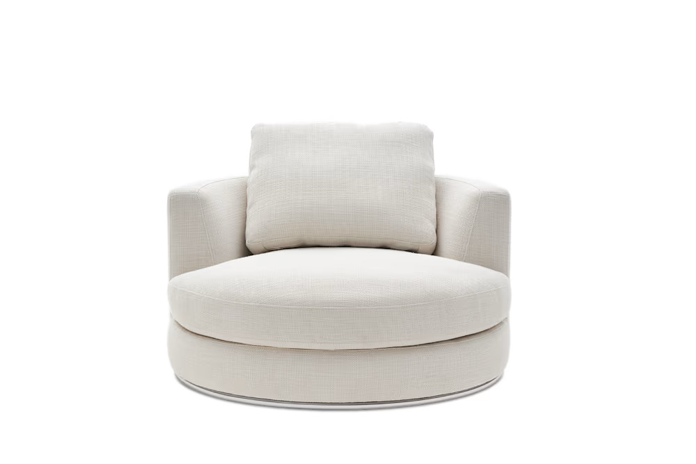 Hamilton Round Performance Fabric Swivel Armchair | Castlery | Castlery US