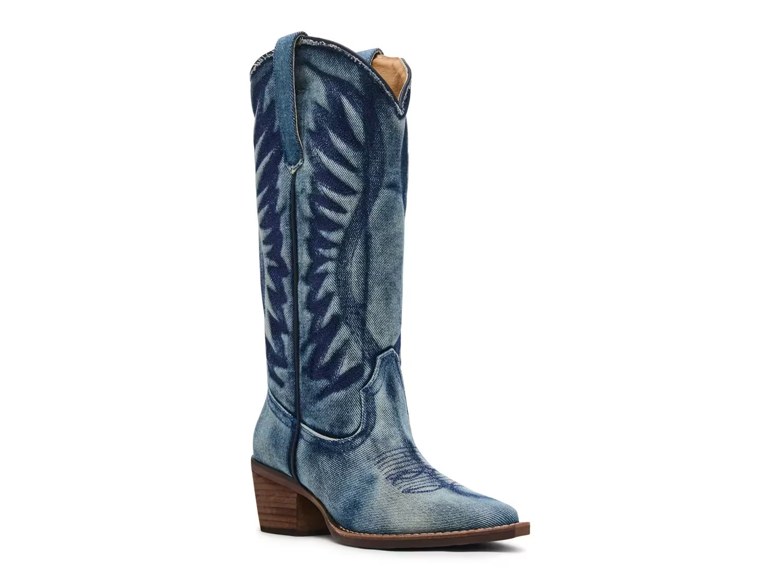 Steve Madden Albany Cowboy Boot | Women's | Denim Blue Fabric | Size 9.5 | Boots | DSW
