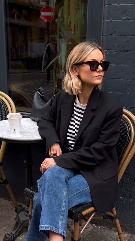 Autumn style, new in , AW22, smart casual look, minimal outfit, Arket, H&M, outfit inspiration, black blazer, striped top, blue jeans, black loafers 

#LTKstyletip #LTKSeasonal #LTKeurope