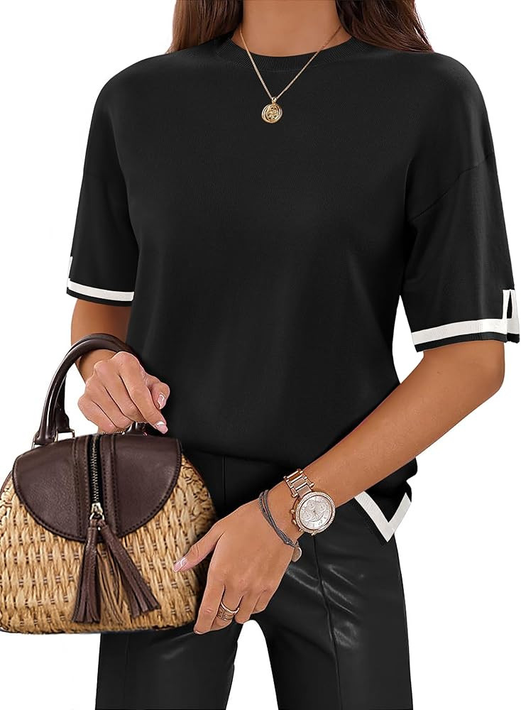 Zeagoo Womens Knit Short Sleeve Tops Summer Pullover Blouse Basic Casual Shirt | Amazon (US)