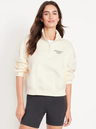Oversized Logo-Graphic Cropped Half-Zip Pullover | Old Navy (CA)