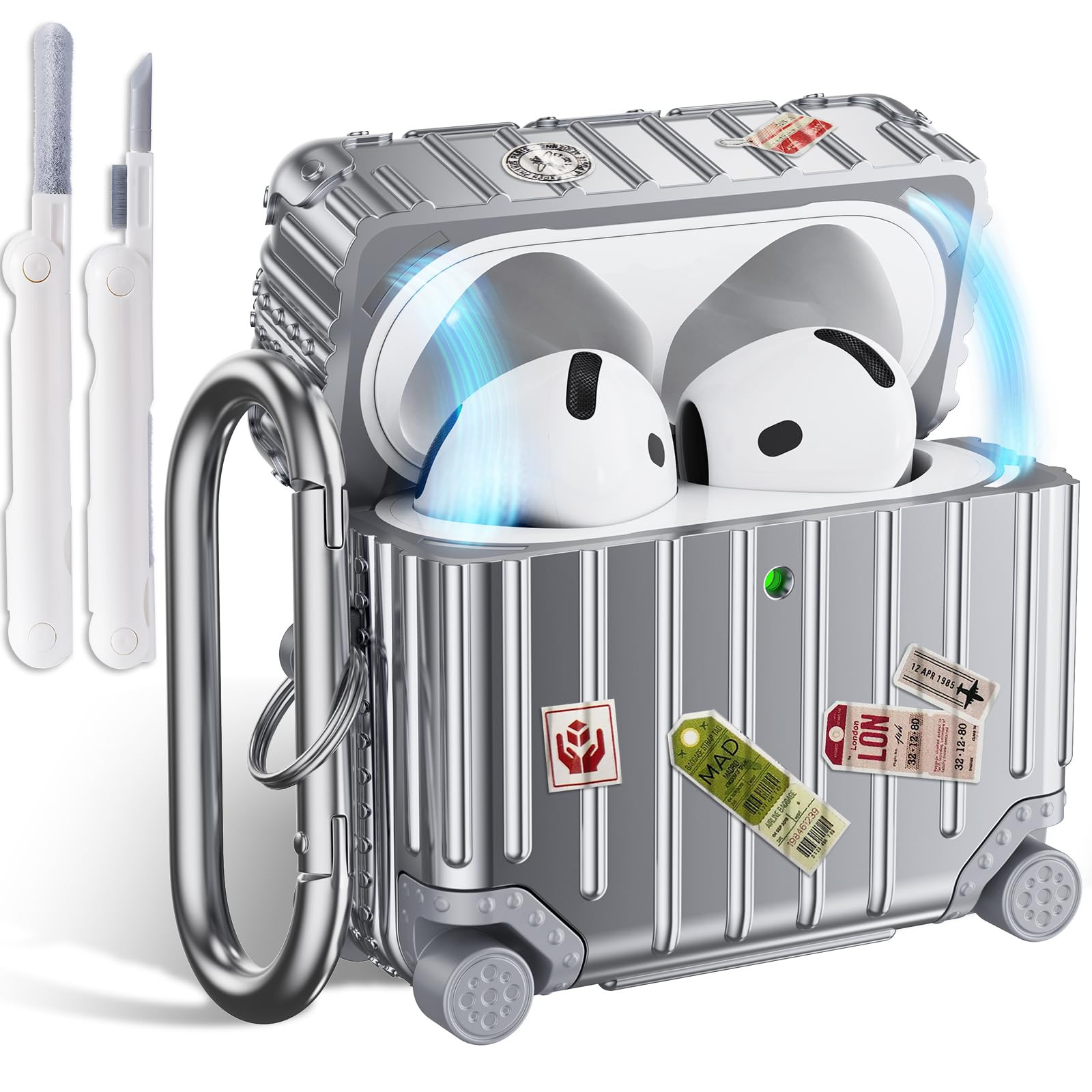 VISOOM Compatible With Airpods 4th Generation Case, Cute Fashion Suitcase Design Soft TPU Protect... | Amazon (UK)