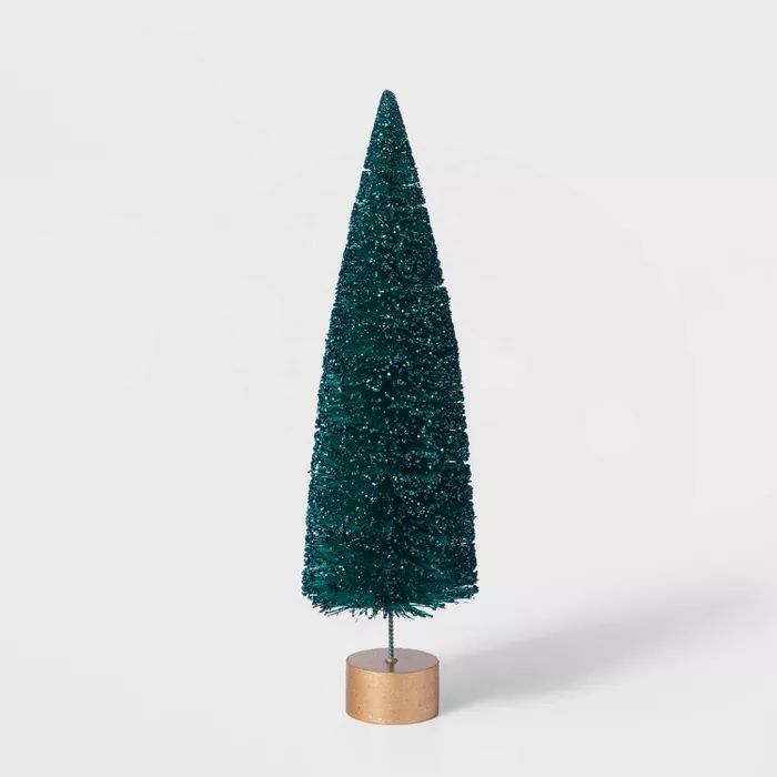 12in Bottle Brush Tree with Gold Base Decorative Figurine - Wondershop™ | Target
