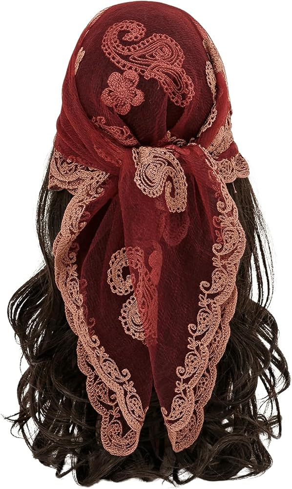 Floerns Women's Flower Embroidery Hair Scarf Headband Sheer Hair Bandana | Amazon (CA)