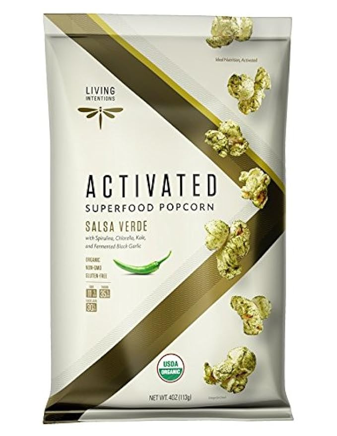 Living Intentions Activated Superfood Popcorn, Gluten Free, Vegan, Organic, Salsa Verde, 4 Ounce | Amazon (US)