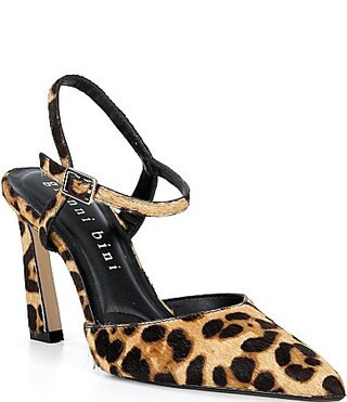 Gianni Bini Geno Leopard Print Haircalf Ankle Strap Pointed Toe Pumps - 10 | Dillard's